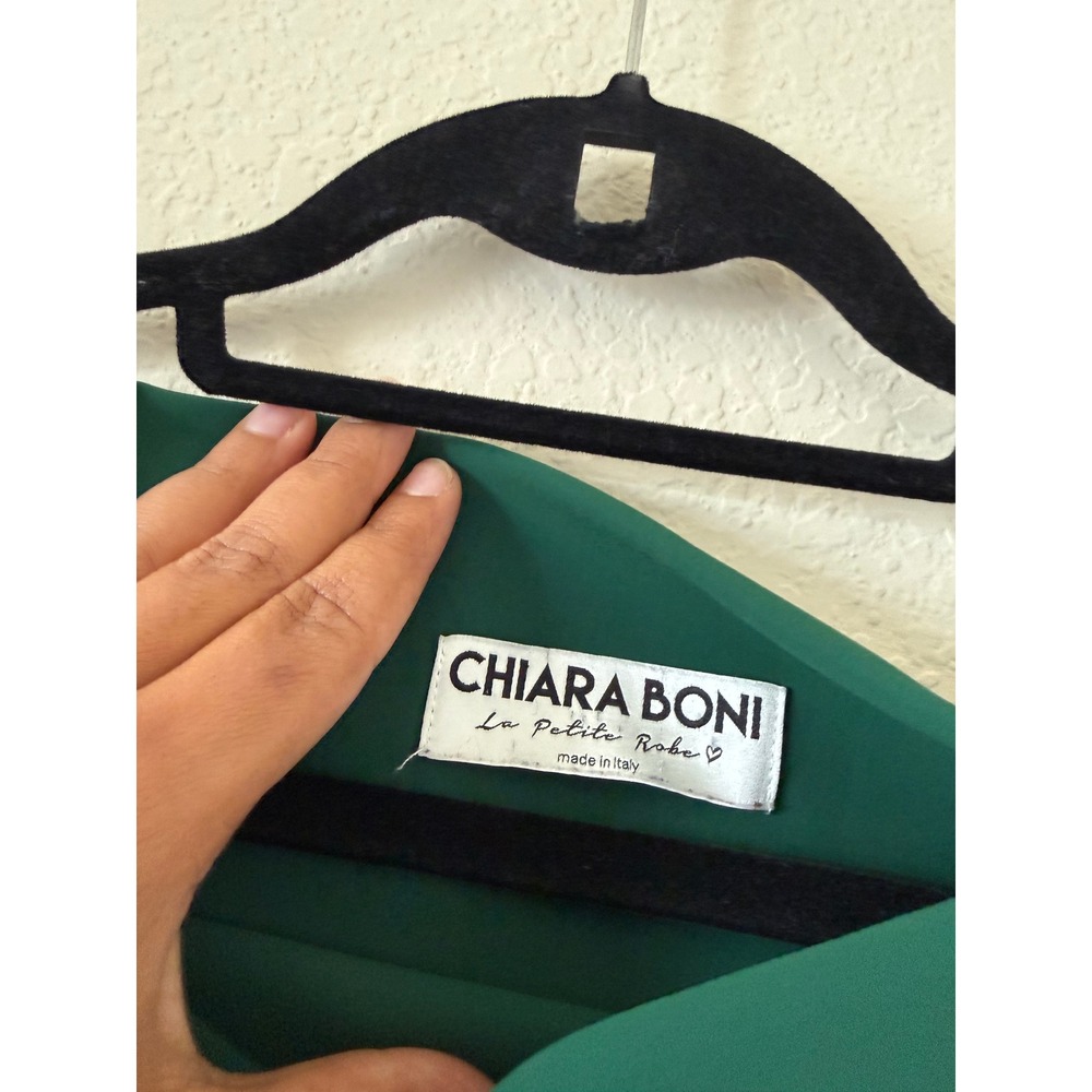 Chiara Boni La Petite Robe Green Off Shoulder Long Sleeve A-Line Dress Size 40/S - Picture 7 of 9